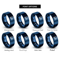 font options for inside engraving on blue skydiver freefall rings