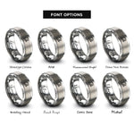 font options for inside engraving on silver skydiver freefall rings