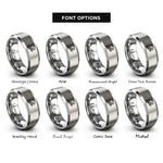 font options for inside engraving on silver skydiver freefall rings