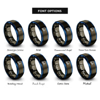 font options for inside engraving on gunmetal & blue skydiver freefall rings