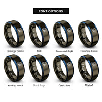 font options for inside engraving on gunmetal & blue skydiver freefall rings
