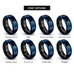font options for inside engraving on black & blue skyline star rings