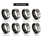 font options for inside engraving on black & grey skyline star rings