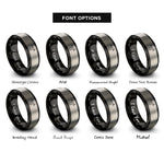 font options for inside engraving on black & gray skyline star rings