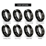 font options for inside engraving on black & gray skyline star rings