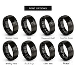 font options for inside engraving on black skyline star rings