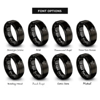 font options for inside engraving on black skyline star rings