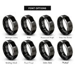 font options for inside engraving on black & grey skyscraper rings
