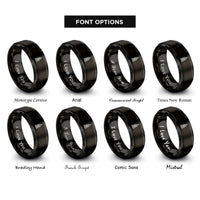 font options for inside engraving on black skyscraper rings