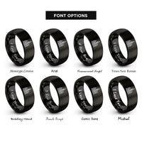 font options for inside engraving on black skyscraper skyline rings