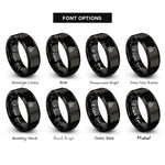 font options for inside engraving on black skyscraper skyline rings