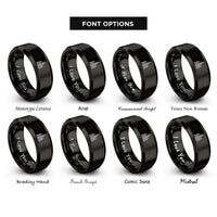 font options for inside engraving on black skyscraper skyline rings