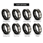 font options for inside engraving on black & silver sled dog rings