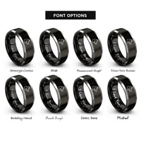 font options for inside engraving on black & grey sled dog rings