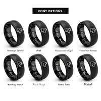 font options for inside engraving on black sled dog rings