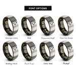 font options for inside engraving on gunmetal & gray sled dog rings