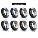 font options for inside engraving on black & blue & gray sledder silhouette rings