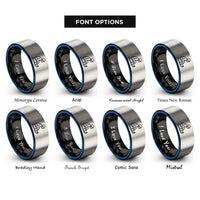 font options for inside engraving on black & blue & gray sledder silhouette rings