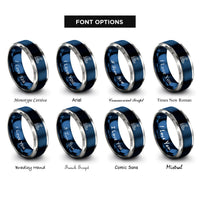 font options for inside engraving on blue & grey sledder silhouette rings