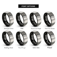 font options for inside engraving on black & gray sledgehammer rings