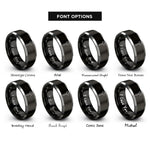 font options for inside engraving on black & gray sledgehammer rings