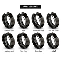 font options for inside engraving on black & gray sledgehammer rings