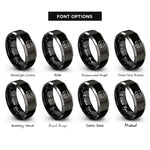 font options for inside engraving on black & grey sleepy cat rings