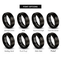 font options for inside engraving on black sleepy cat rings