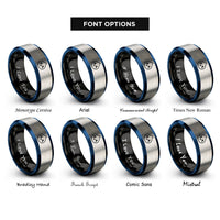 font options for inside engraving on black & blue & grey slime mascot rings