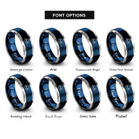 font options for inside engraving on blue & gray slime mascot rings