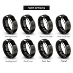 font options for inside engraving on black & grey slip joint pliers rings