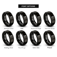 font options for inside engraving on black slip joint pliers rings
