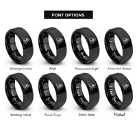 font options for inside engraving on black slippery surface rings