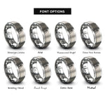 font options for inside engraving on grey slippery surface rings