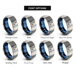 font options for inside engraving on blue & silver sloop sailboat rings