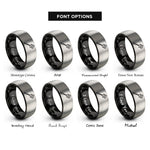 font options for inside engraving on black & grey slotted rings