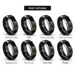 font options for inside engraving on black & gray slotted rings