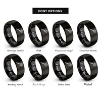 font options for inside engraving on black slotted rings