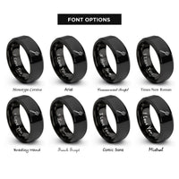 font options for inside engraving on black slotted rings