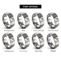 font options for inside engraving on silver slotted rings
