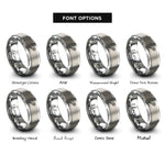 font options for inside engraving on grey slotted rings