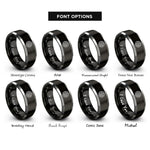 font options for inside engraving on black & silver slotted mag wheel rings