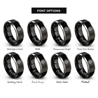 font options for inside engraving on black & silver slotted mag wheel rings