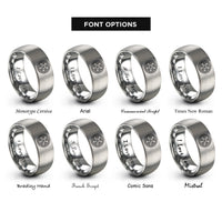 font options for inside engraving on grey slotted mag wheel rings