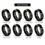 font options for inside engraving on black & gray slotted spatula rings