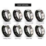 font options for inside engraving on black & gray slotted spatula rings