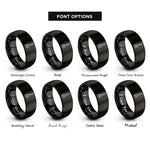 font options for inside engraving on black slotted spatula rings