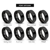 font options for inside engraving on black slotted spatula rings