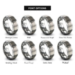 font options for inside engraving on grey slotted spatula rings