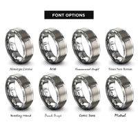 font options for inside engraving on grey slotted spatula rings